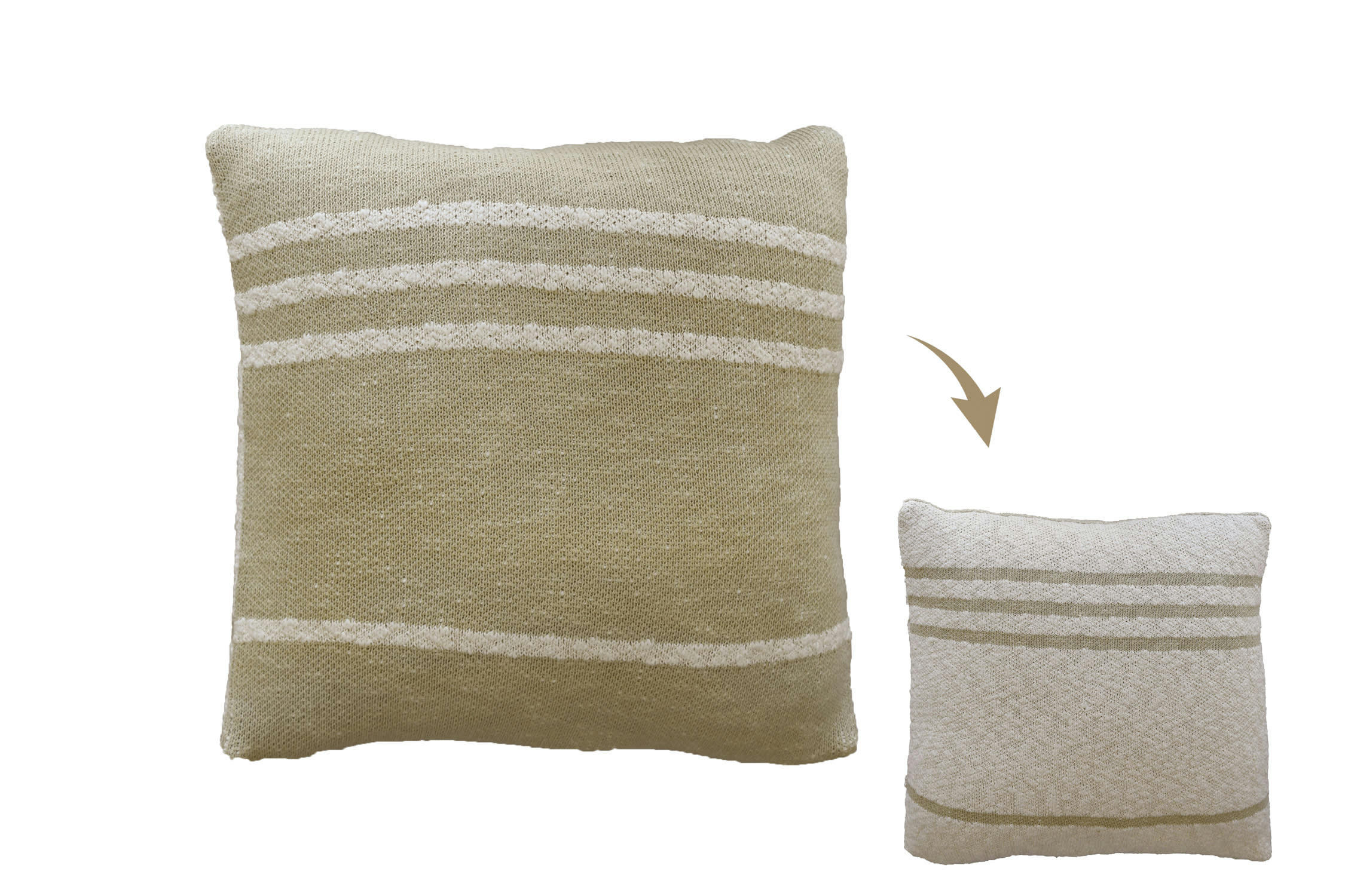 REVERSIBLE - Coussin en tricot design réversible en coton naturel 40x40