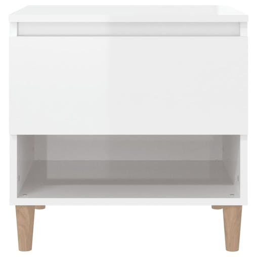 NNEVL Bedside Table High Gloss White 50x46x50 cm Engineered Wood