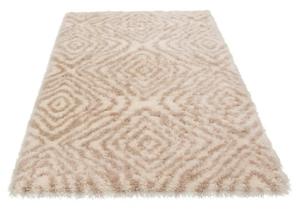 ECARPET Agadir Abstract Indoor Area Shag Rug, Ivory/Tan, Assorted Sizes