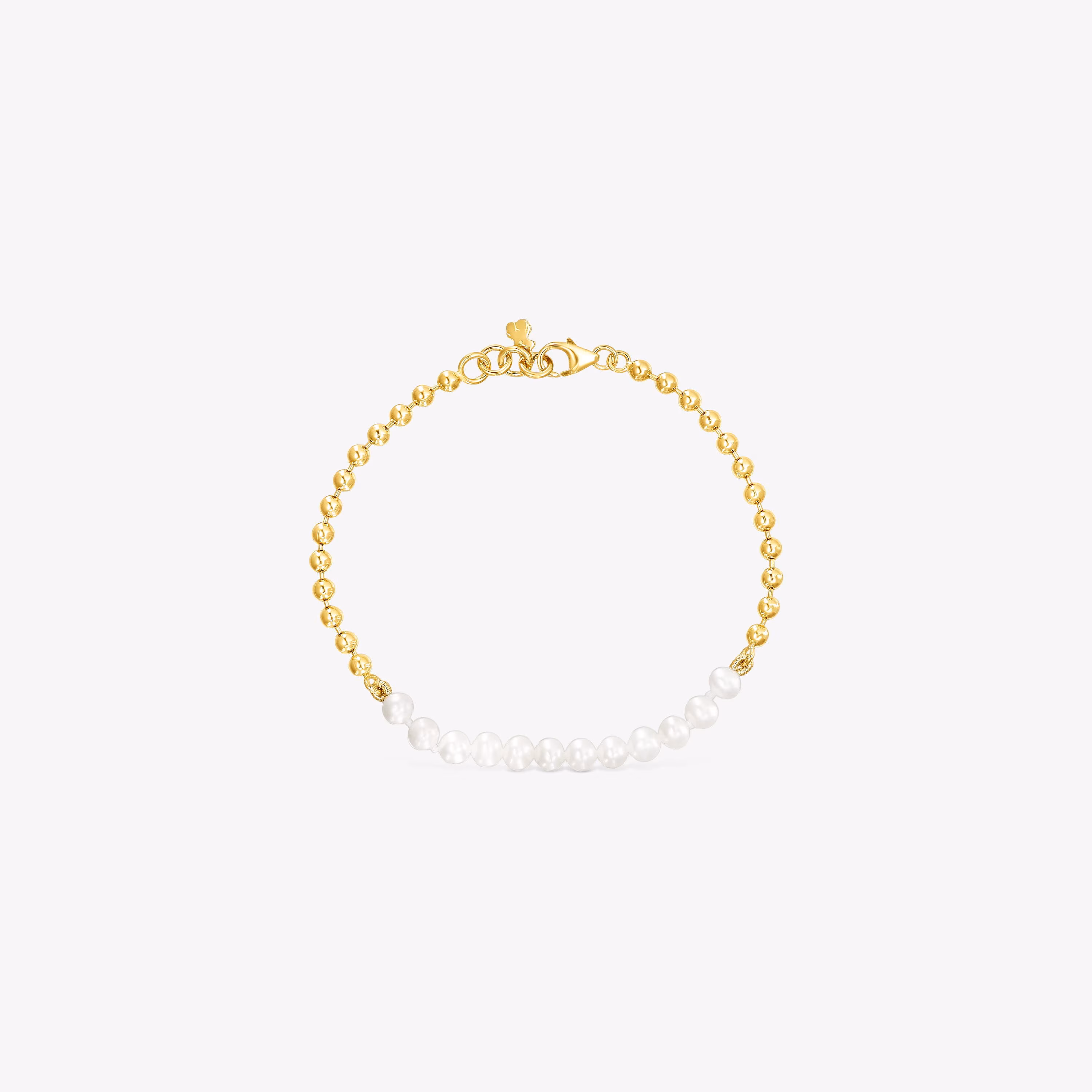 Pulsera con baño de oro 18 kt sobre plata y perlas Gloss