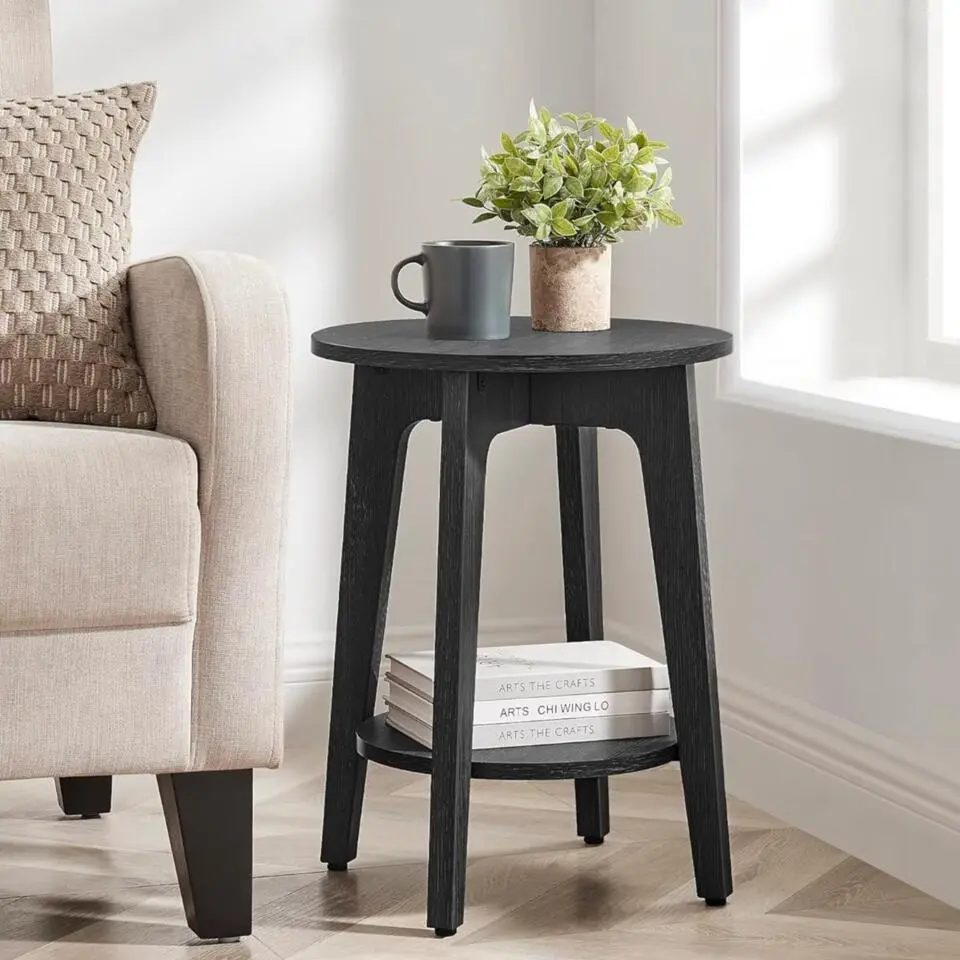 Bijzettafel - Nachtkastje - Kleine Salontafel - Zwart - 50x40x40 cm - Banktafel