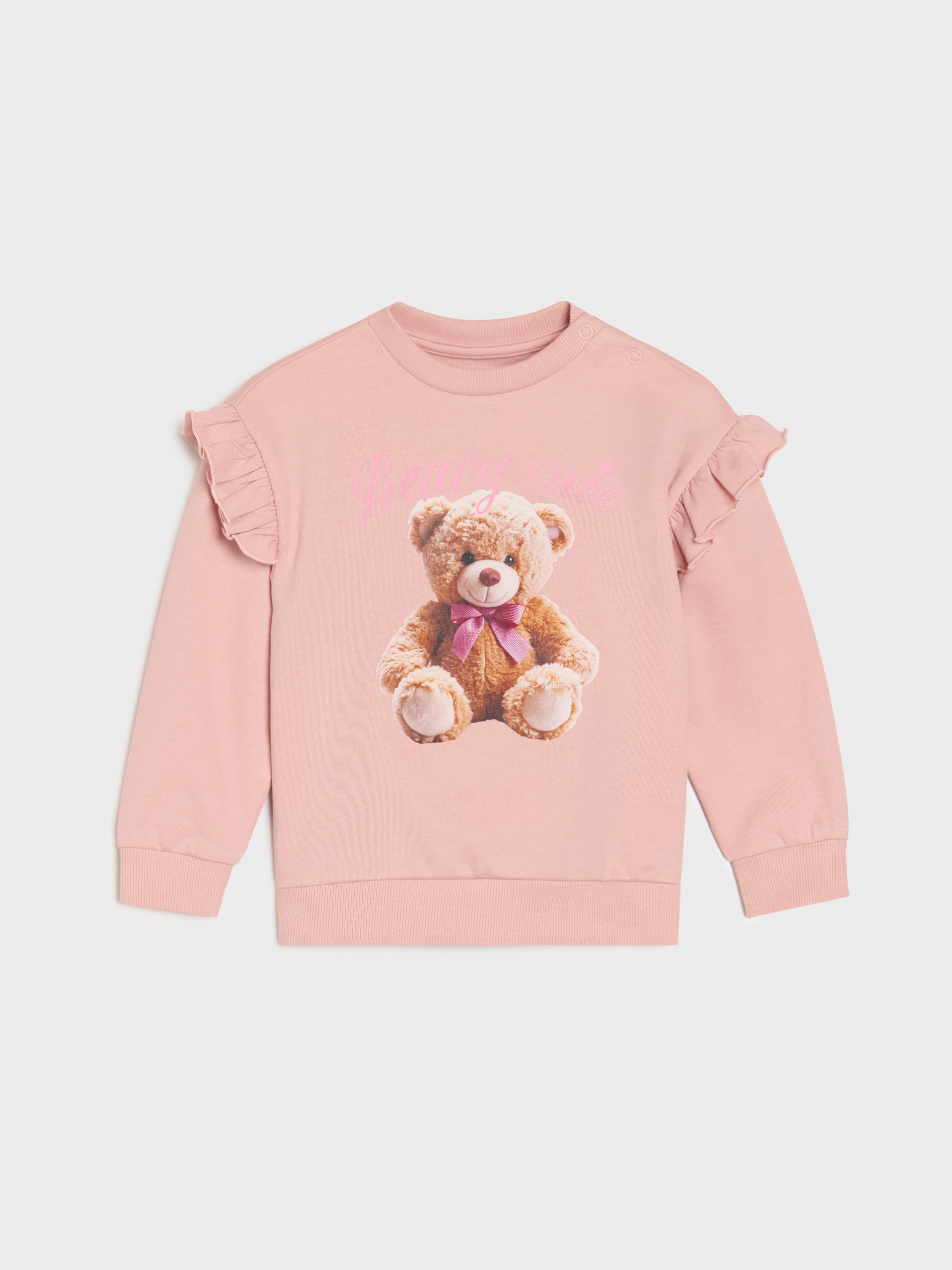 Bluza z falbanami przy rękawach z misiem