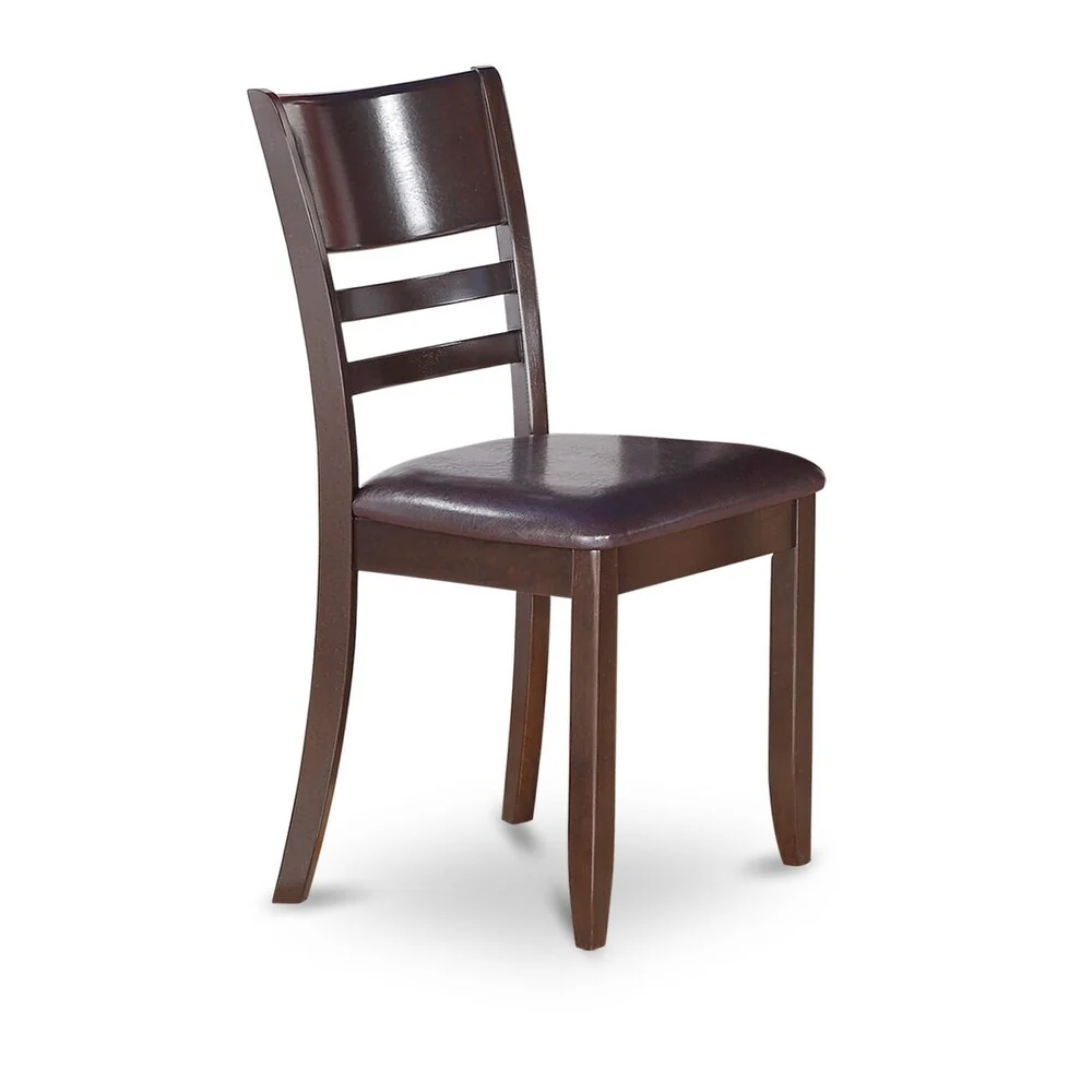 East West Furniture Dining Room Chairs - Ladder Back Kitchen Chairs, Set of 2, Cappuccino (Seat Options)