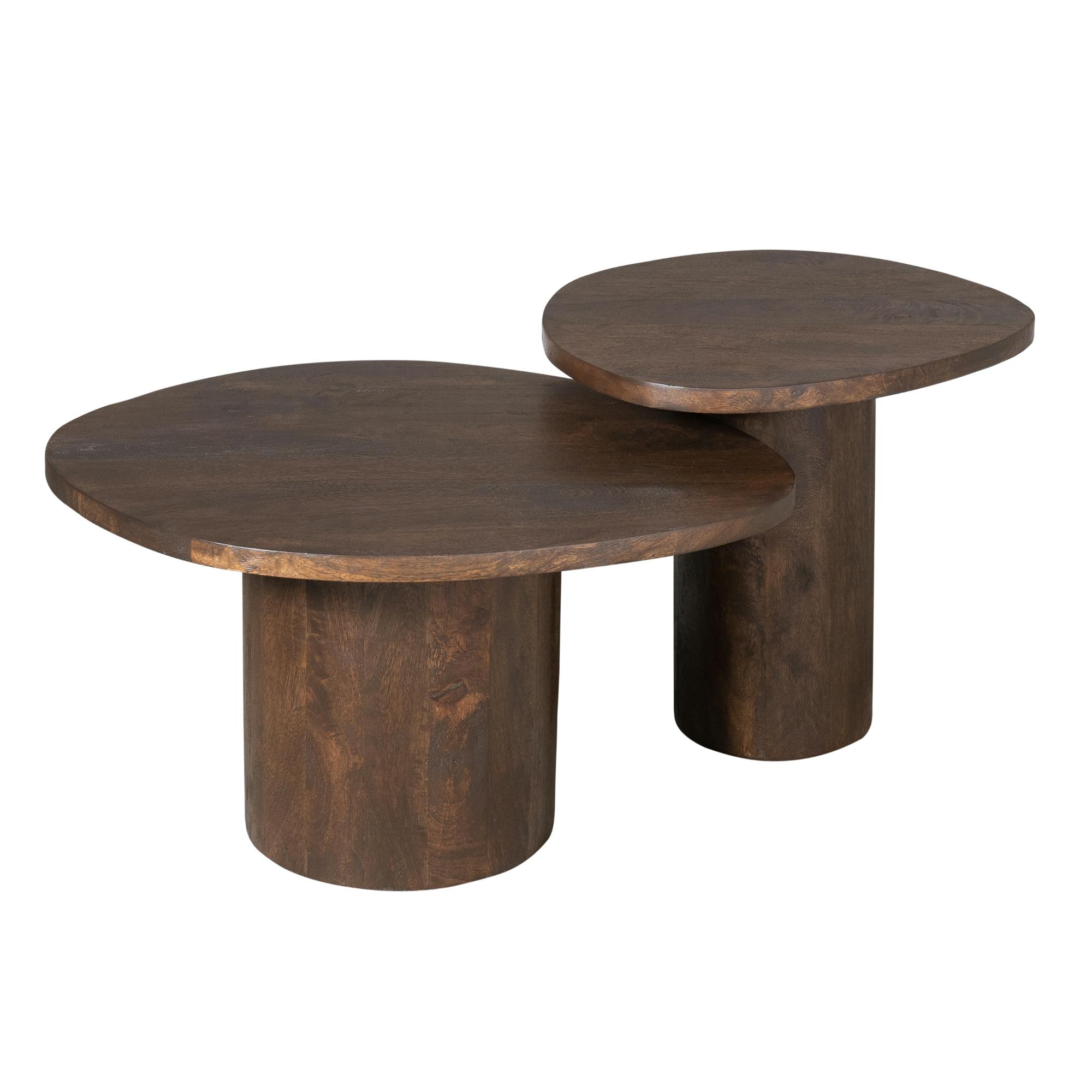 Table basse design organique en bois foncé (lot de 2) ALMA