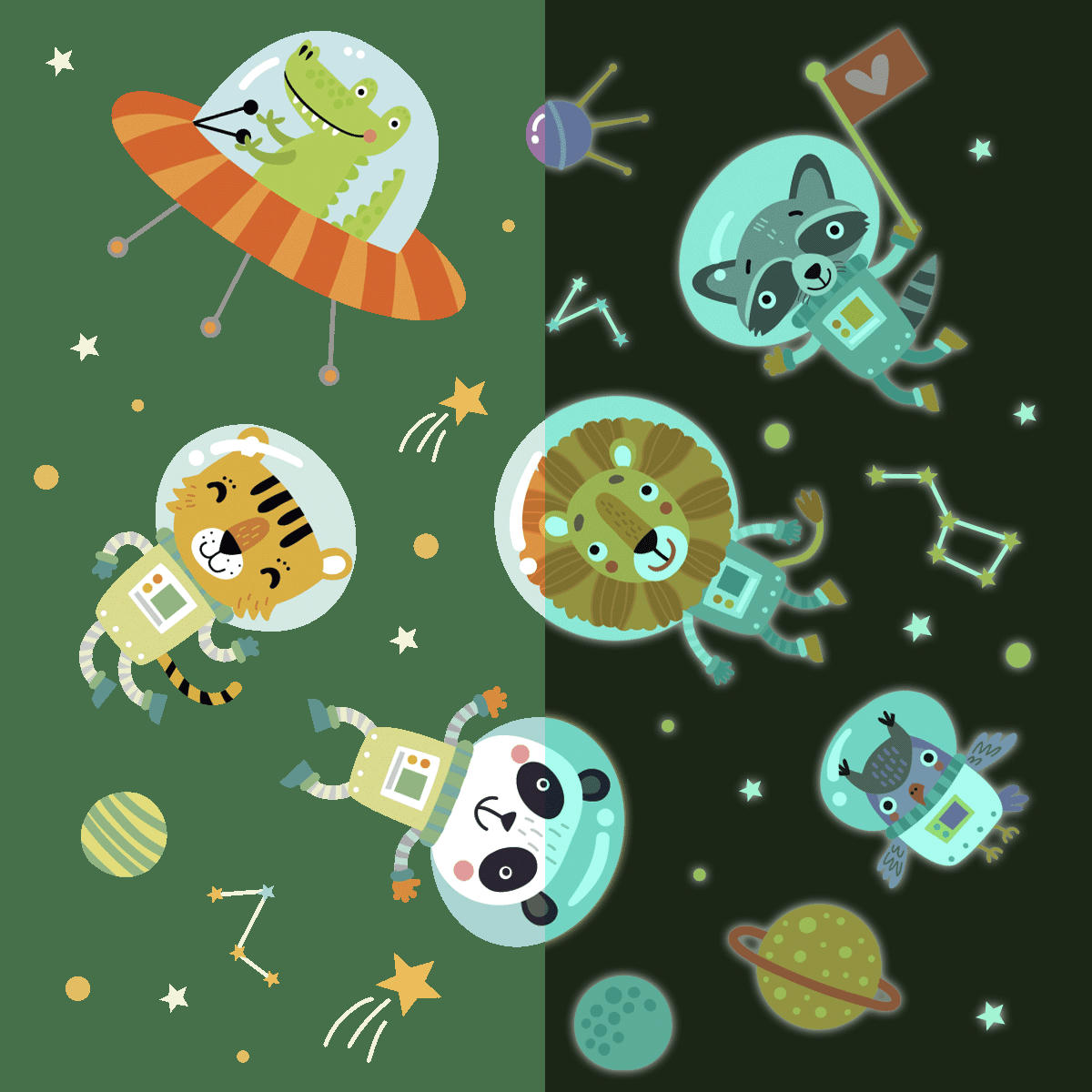 - Stickers mural phosphorescents lumineux aventuriers 100x70cm