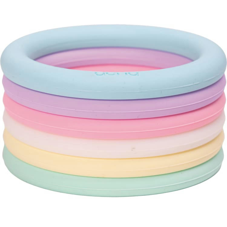 - Lot de 6 anneaux en silicone Pastel