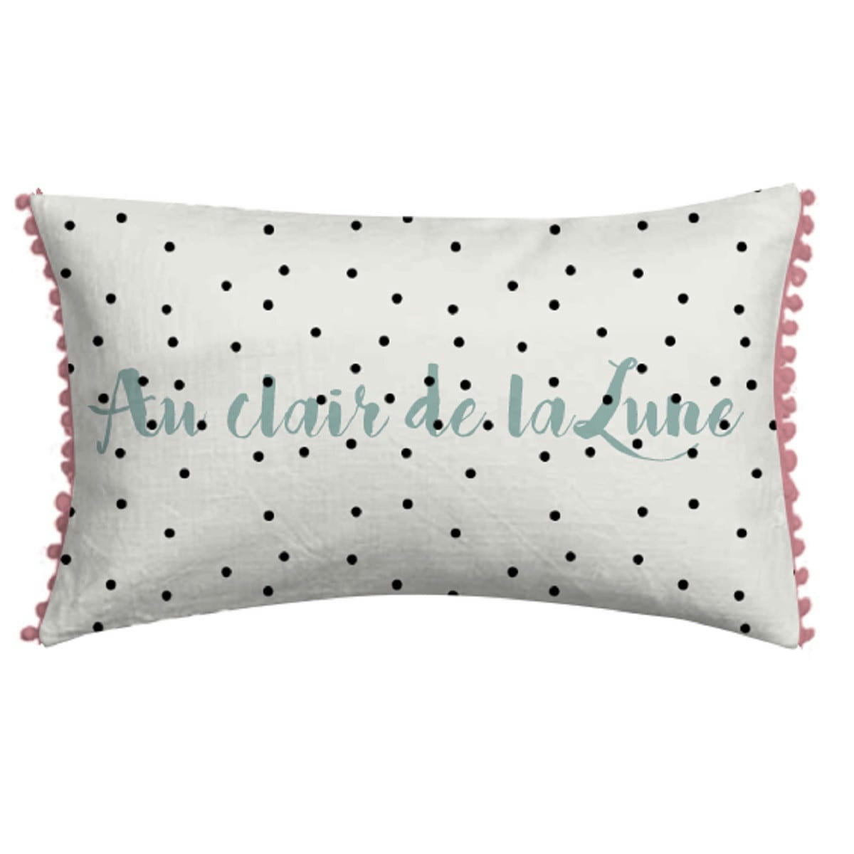 KIDS - Coussin coton blanc à poids noirs 30x50cm