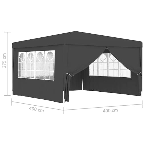 NNEVL Professional Party Tent with Side Walls 4x4 m Anthracite 90 g/m&sup2;