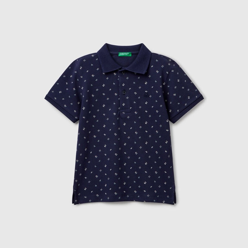 Micro patterned polo shirt in pure cotton