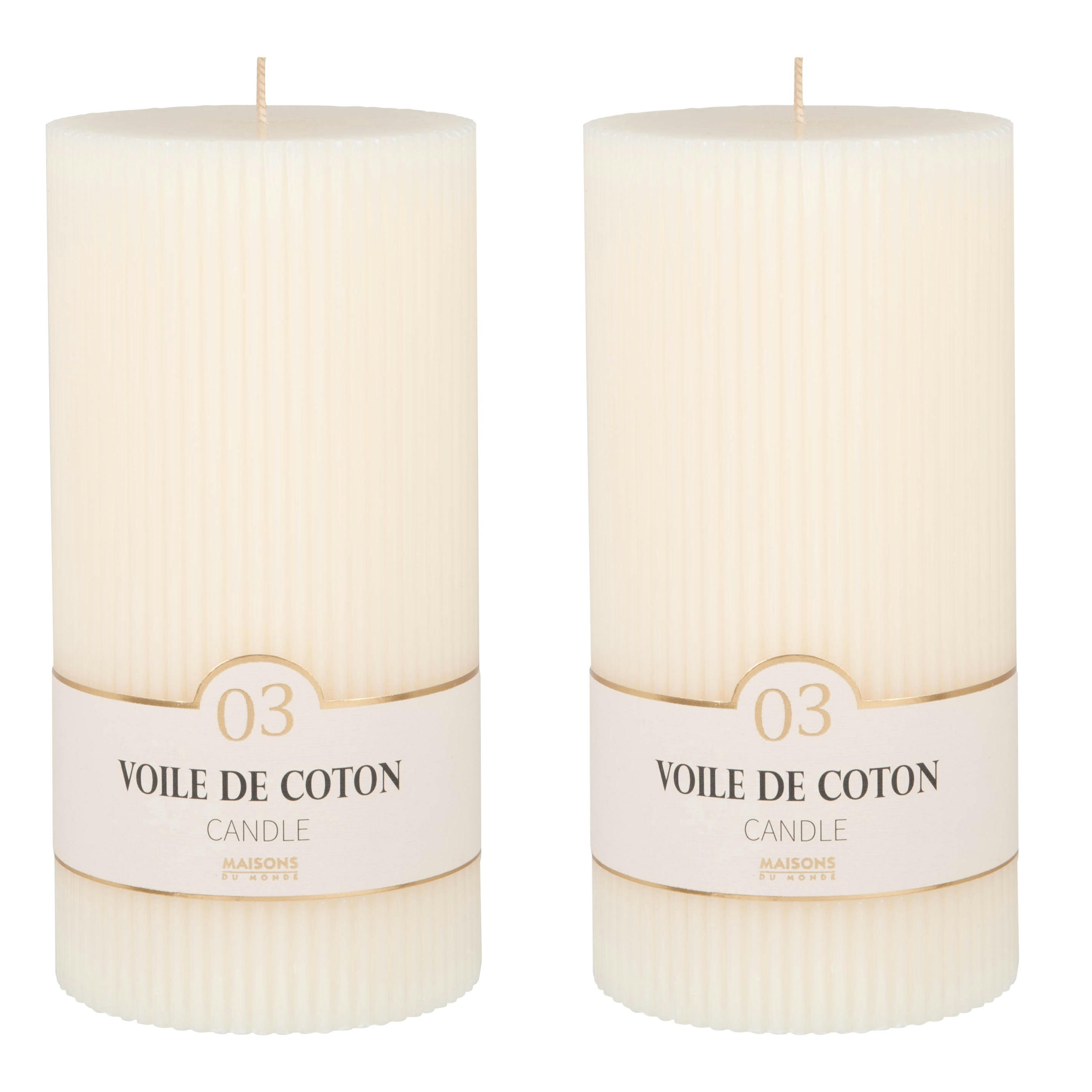 COLORAMA - Bougie striée parfumée blanche H18, 1000g