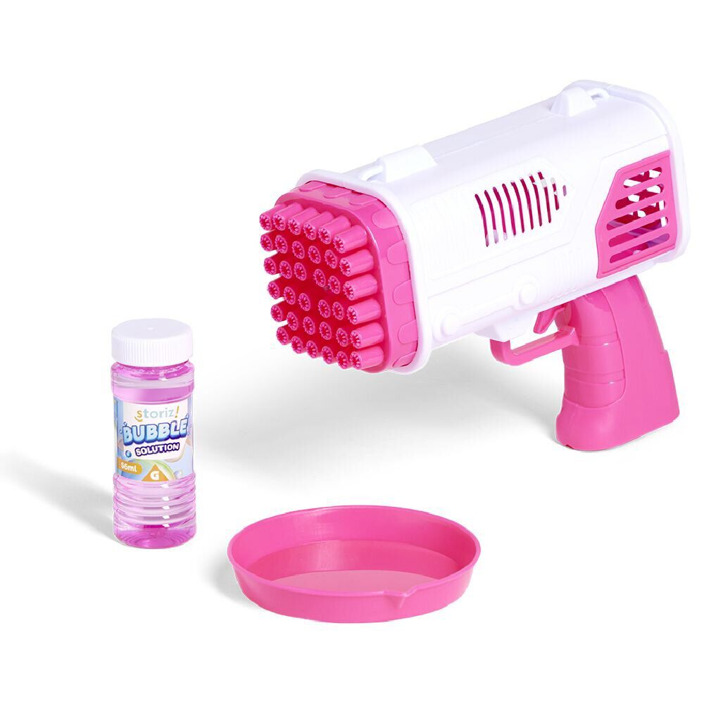 Pistolet à bulles bazooka 36 buses plastique rose