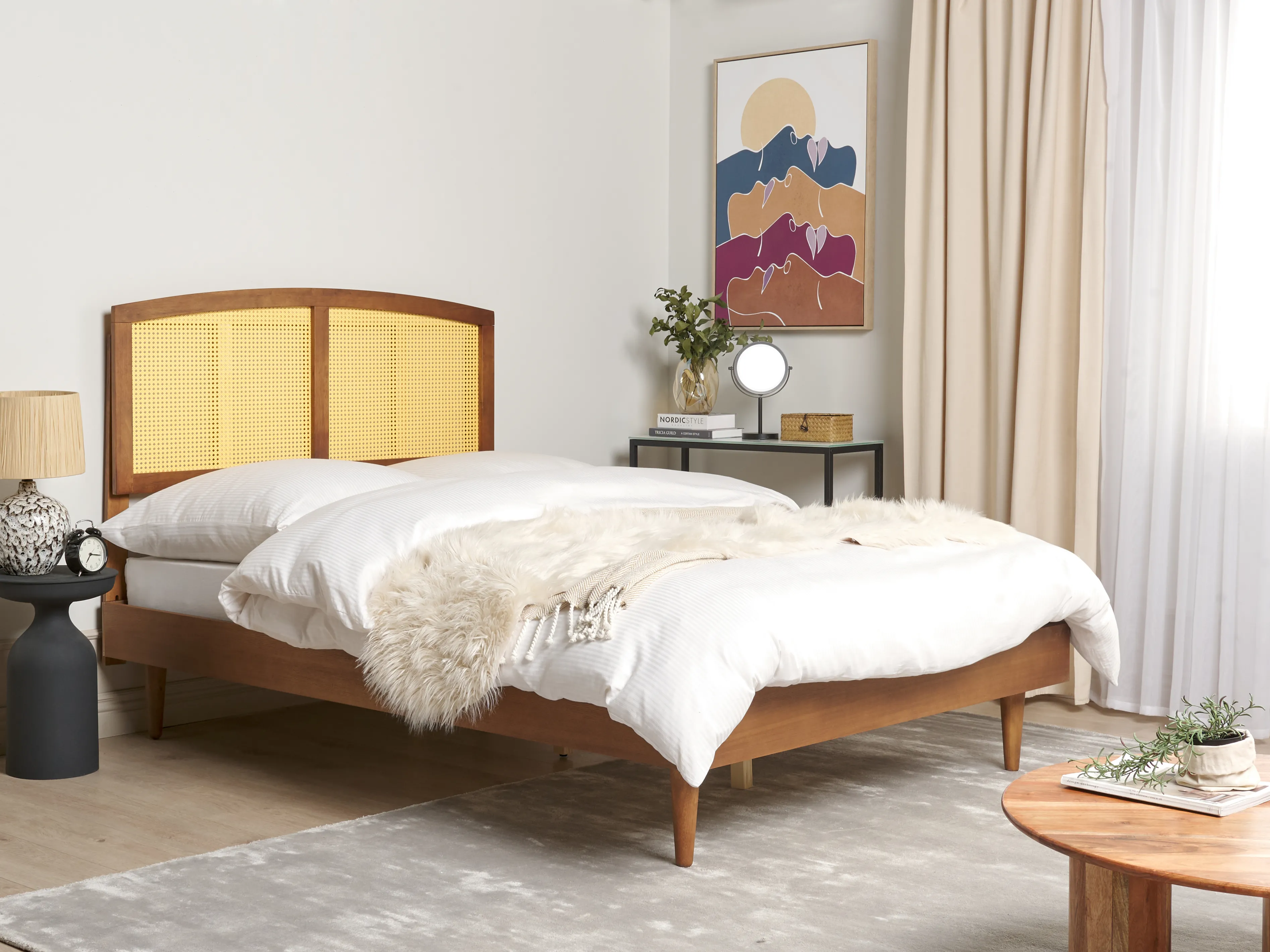 Bed Rattan VARZY 140 x 200 cm (EU Double) Brown