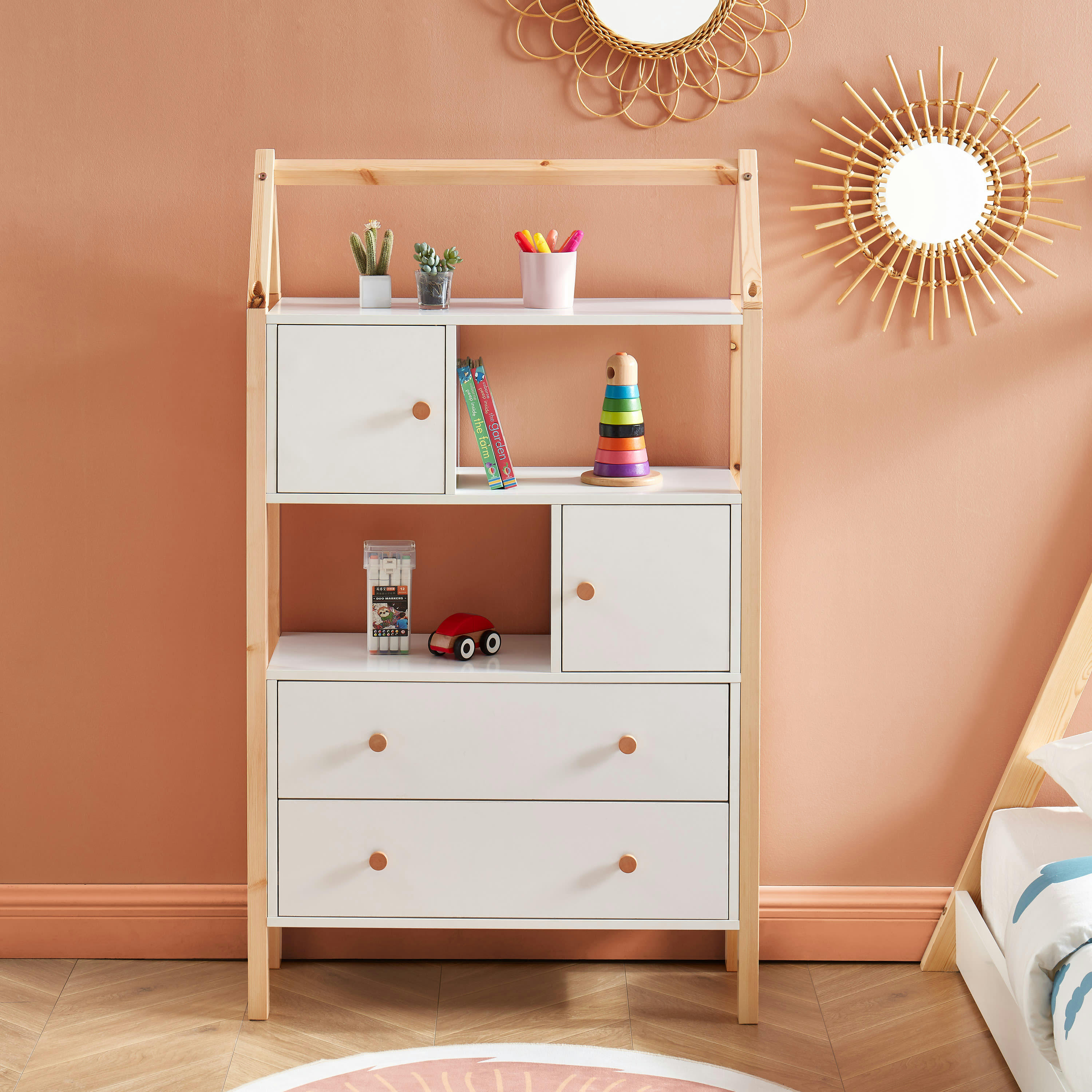 TINY - Commode   blanc  2 portes et 2 tiroirs 80cm