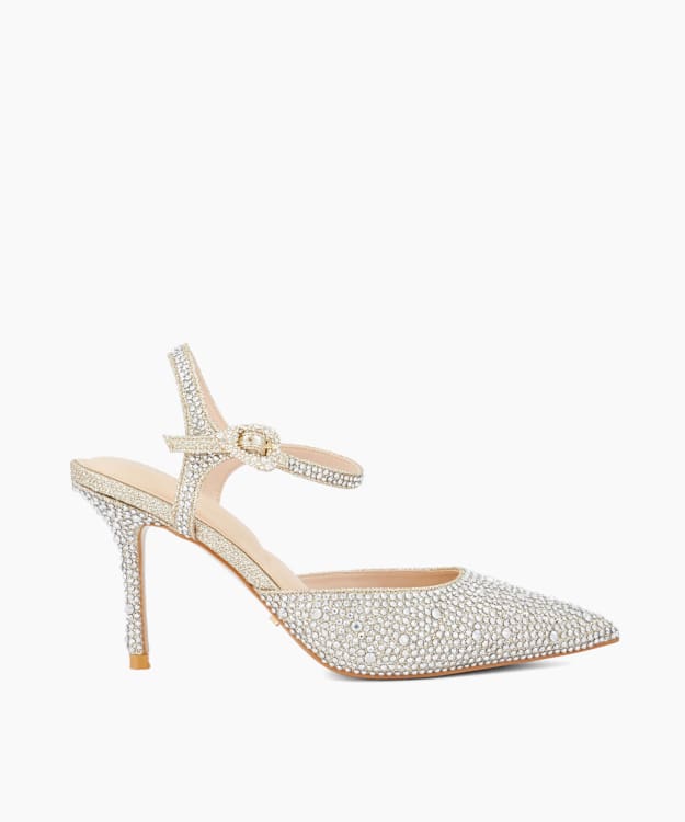 Compliments Gold - Embellished Pointed-Toe Heels