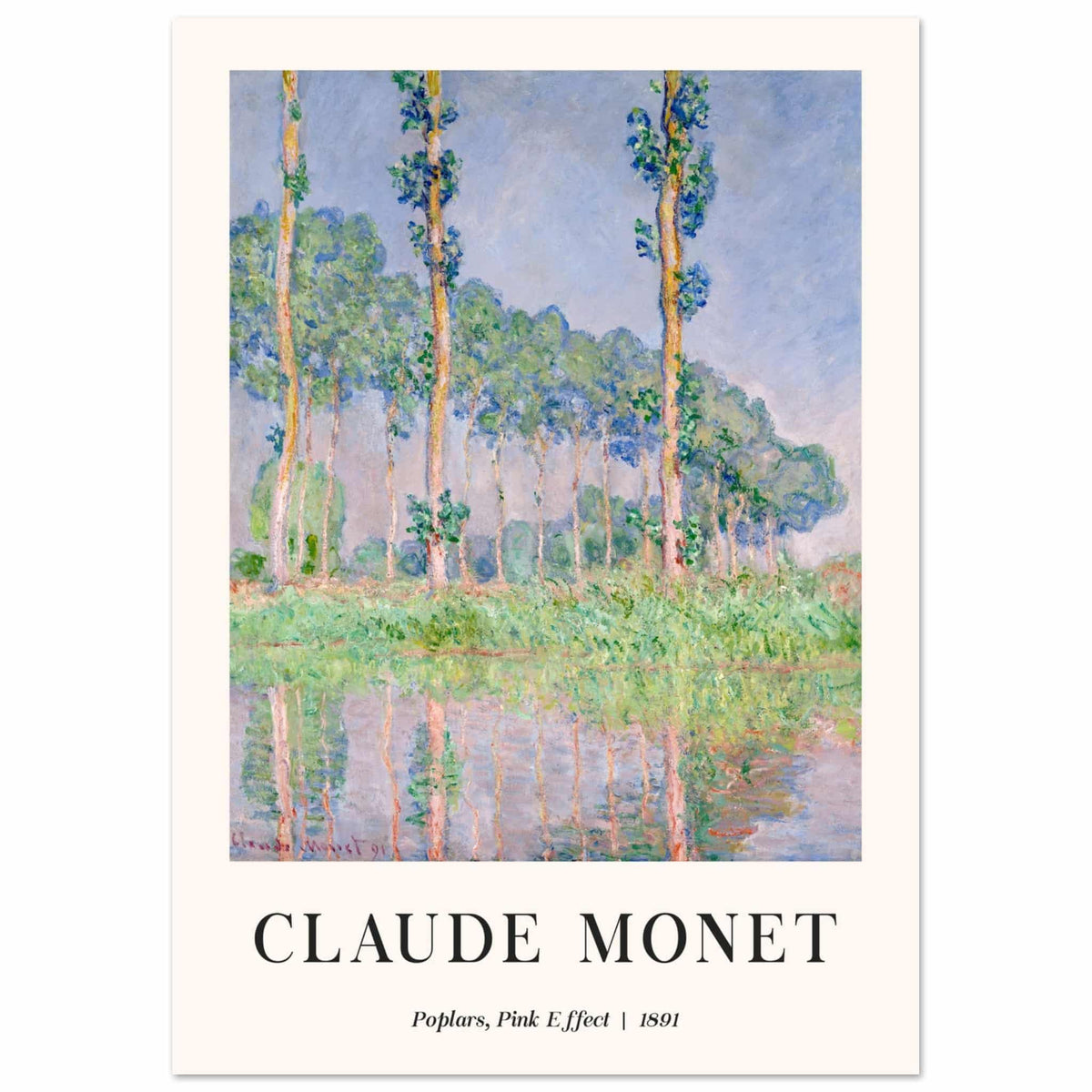 Artfulprints Poster Claude Monet - Poplars, pink effect  - A4 21x29.7 cm - Meerkleurig