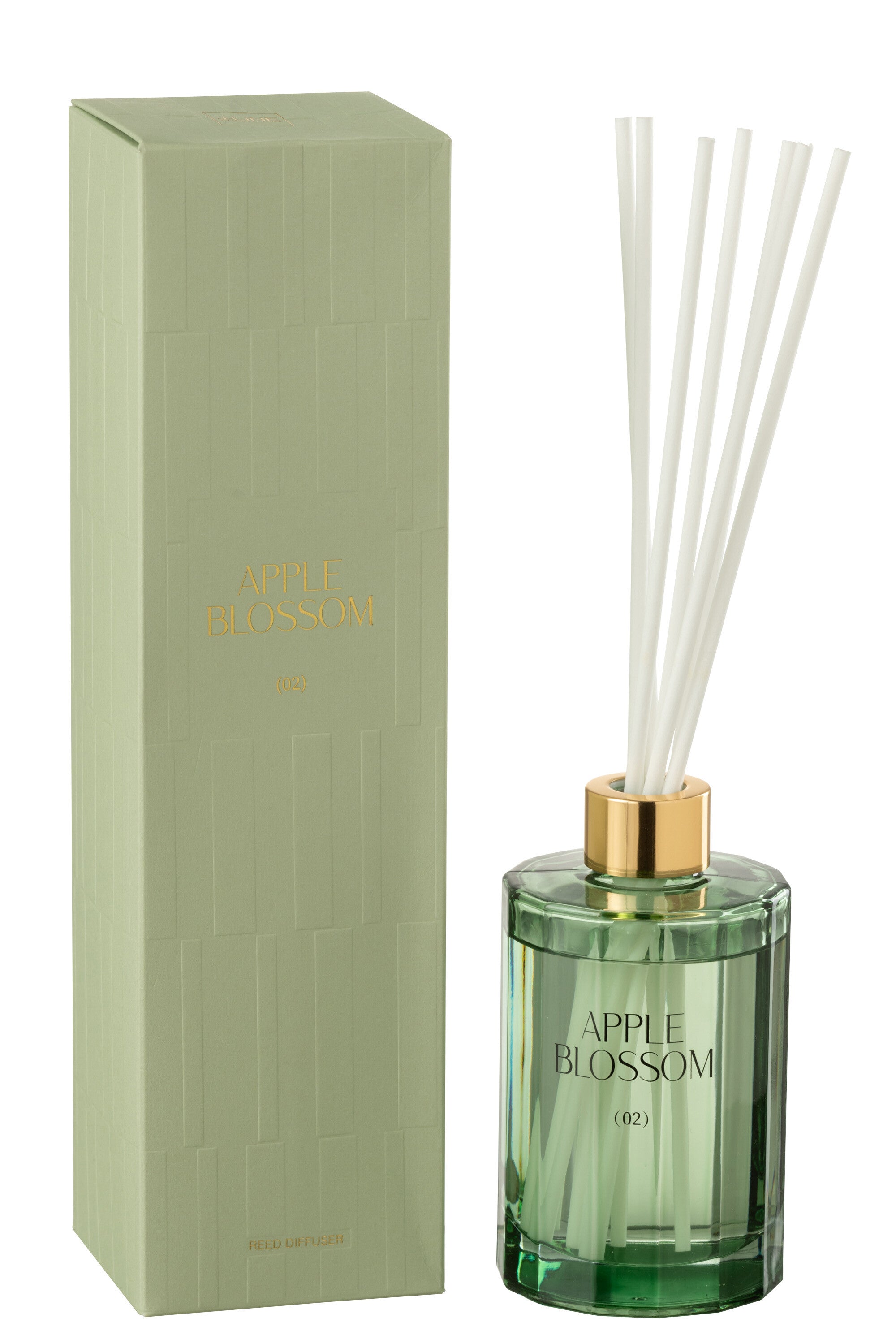 J-Line geurolie + stokjes Apple Blossom - glas - groen