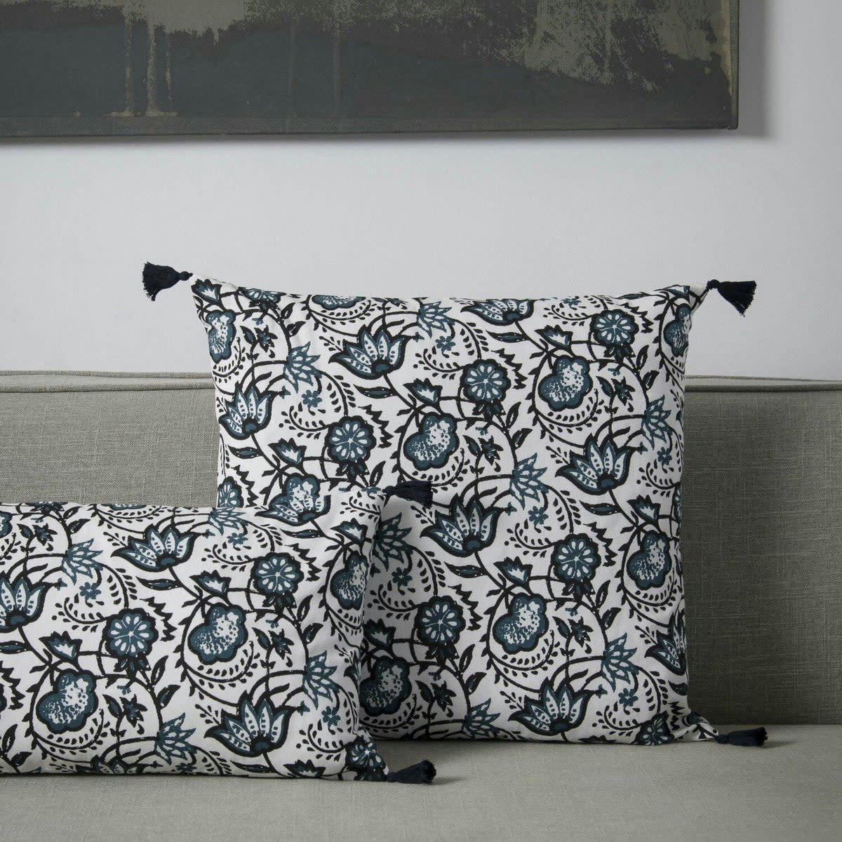CARMA - Housse de coussin coton  50x50 bleu peacock