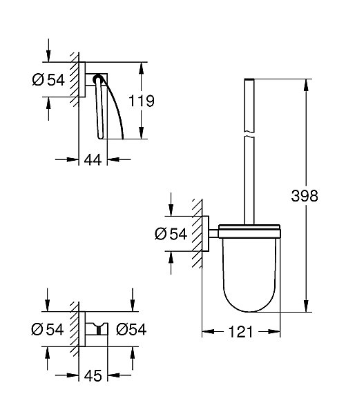 GROHE Set d'accessoires 3 en 1 Chromé Essentials 40407001