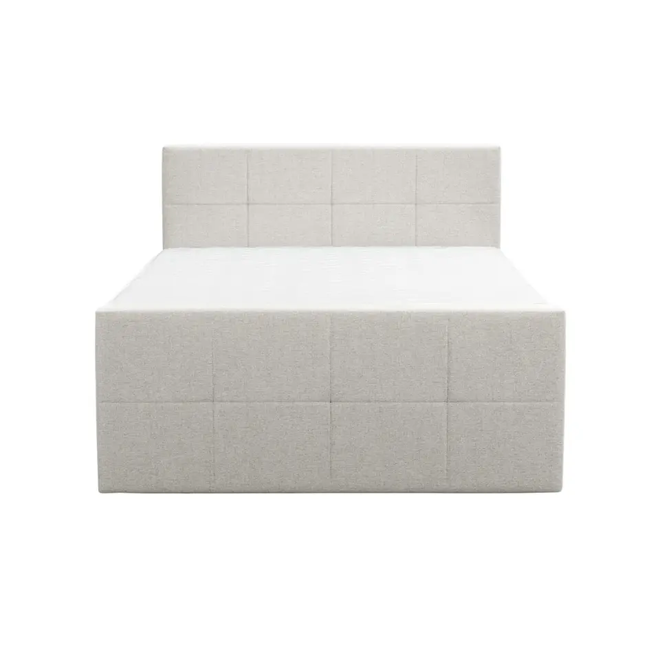 Boxspring met voetbord Liv geblokt - ecru - 180x200 cm - ronde poot