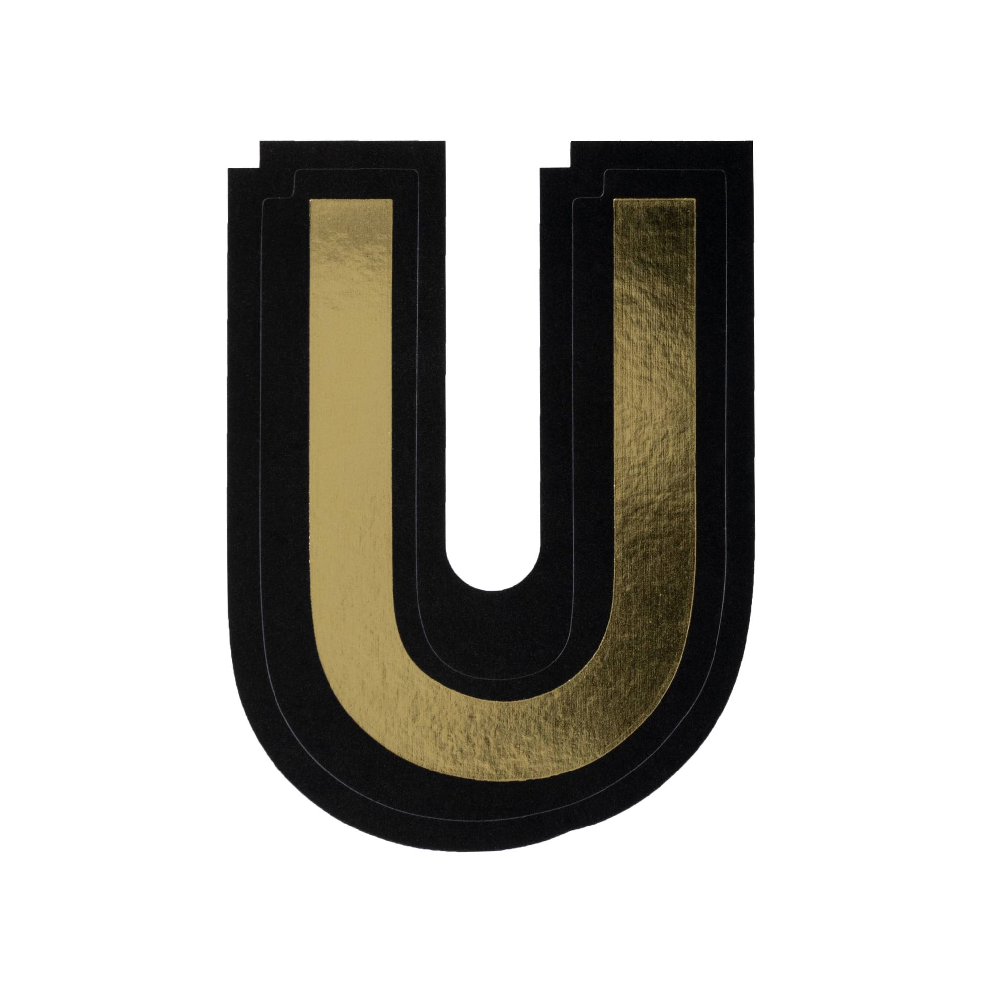 Black and Gold Vinyl Letter U Sticker 5cm