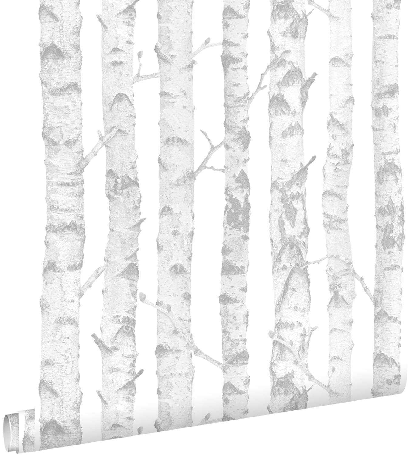 ESTAhome behang berken boomstammen zilver en wit - 53 cm x 10.05 m - 138944