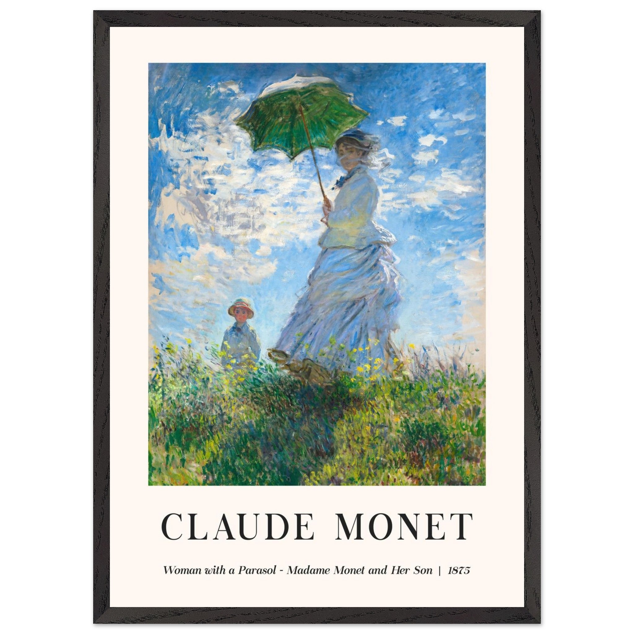Artfulprints Poster met Lijst Claude Monet - Women with a parasol  - 50x70 cm - Blauw