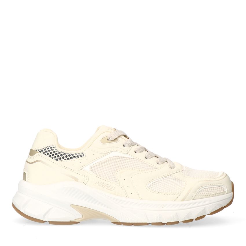 Manfield Witte crème sneakers met mesh details