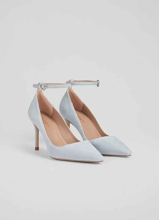 Catelyn Aqua Suede Leather Ankle Strap Closed Courts