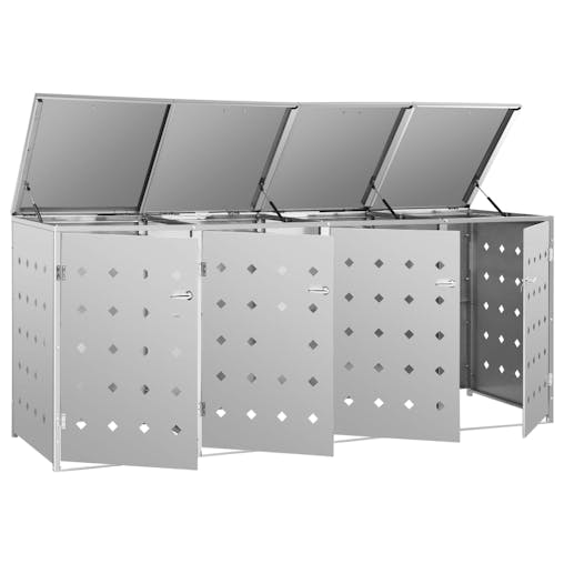NNEVL Quadruple Wheelie Bin Shed 240 L Stainless Steel