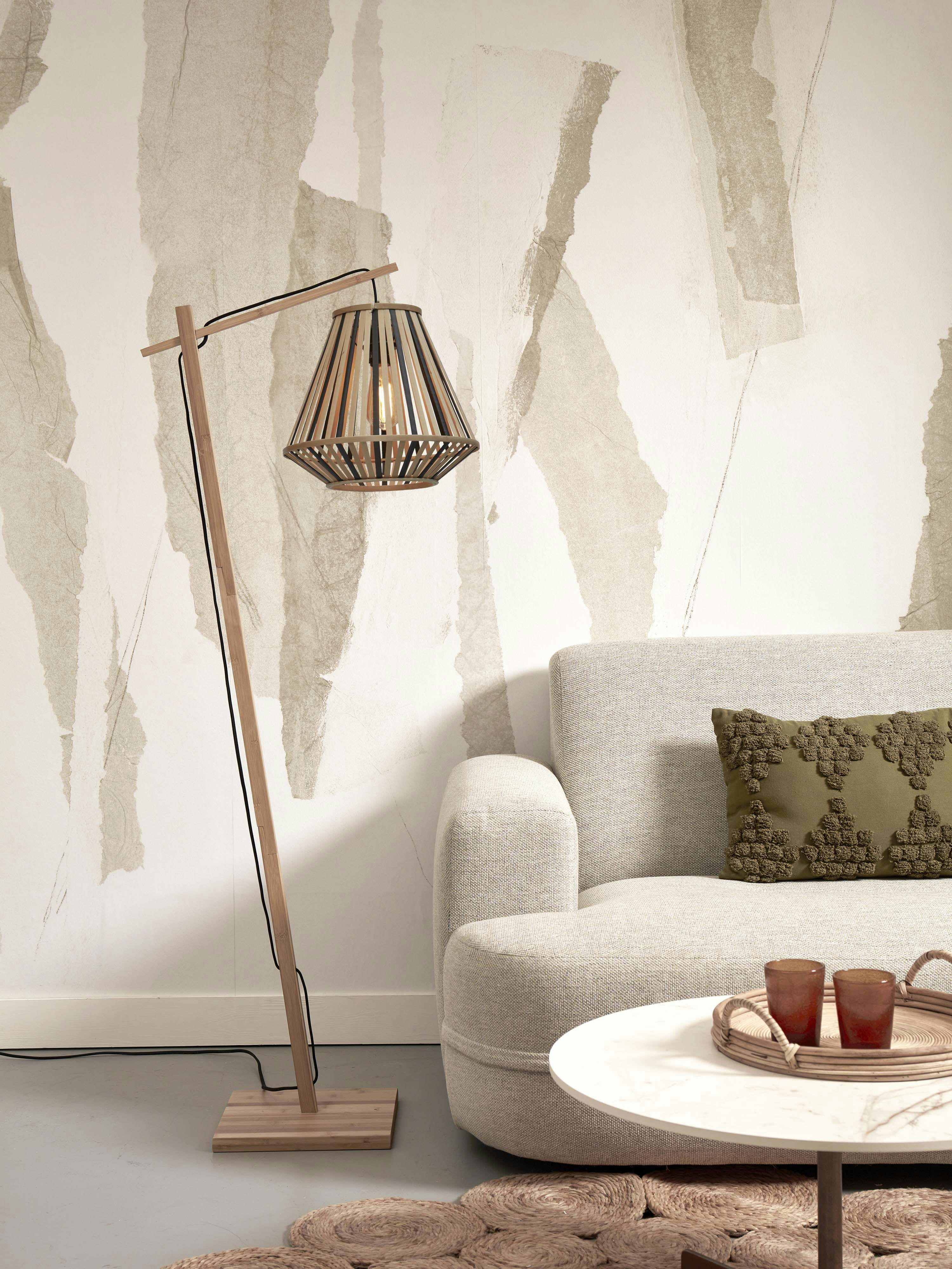 MERAPI - Lampadaire bambou abat-jour bambou naturel/noir, h. 150cm