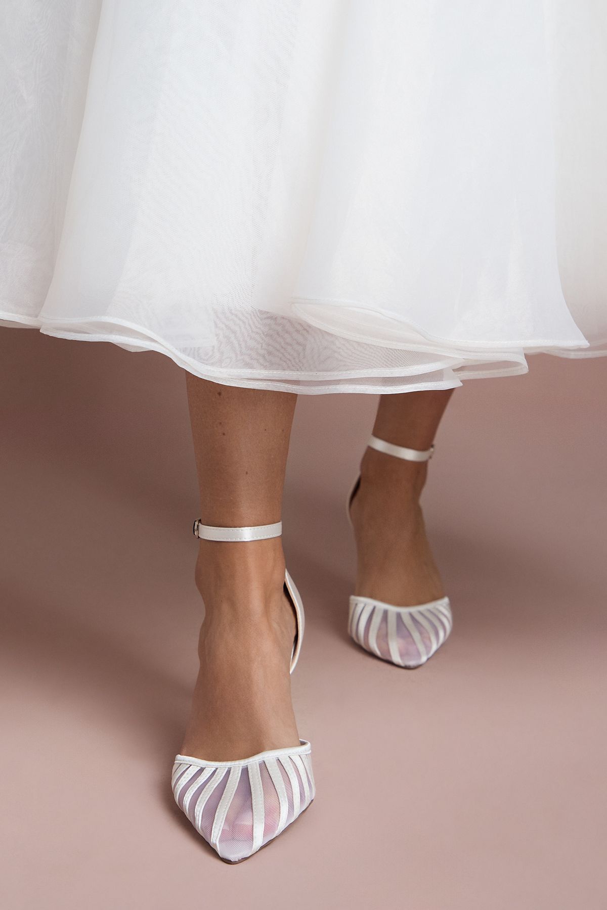 Coast Bridal Krystal Satin Mesh Detail High Stiletto Heel Court Shoes