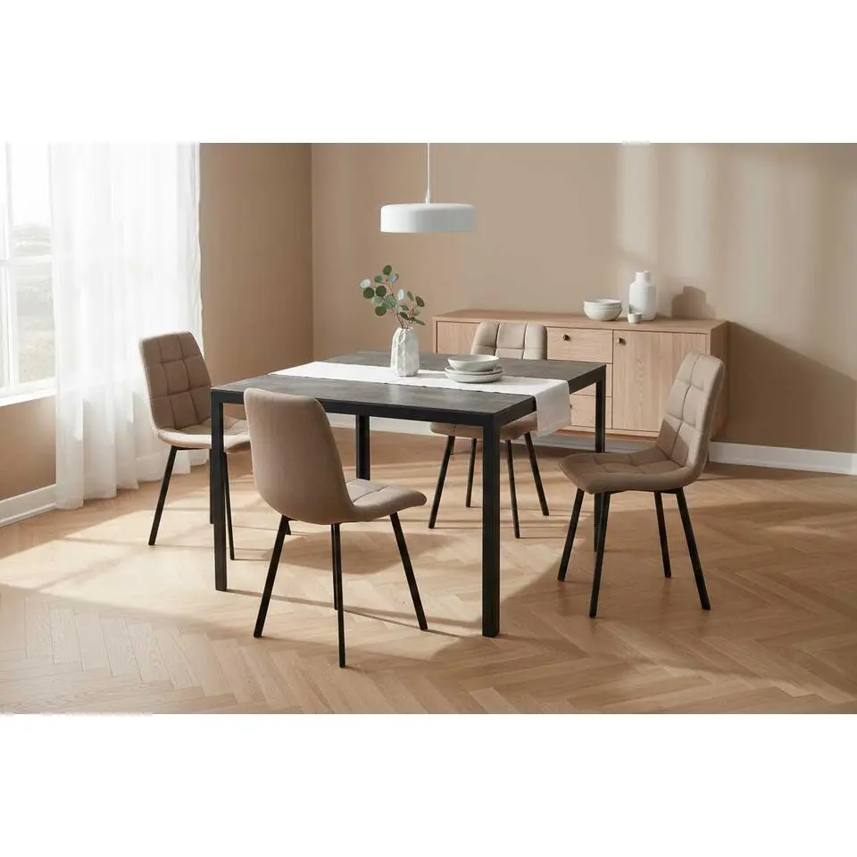 Eettafel Colin - 120 x 124 x 74 cm - Grijsbruin