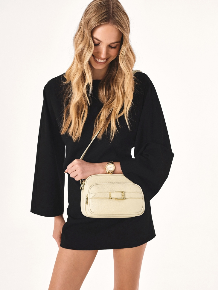 Leather postbag type handbag