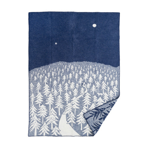 Klippan 100% wollen deken - House in the forest - blauw - 130x200cm
