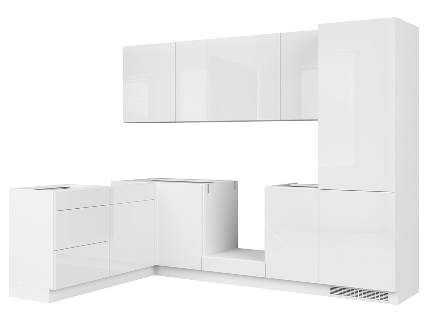 Komplet kuchenny narożny Top Line 270x180 cm biały połysk