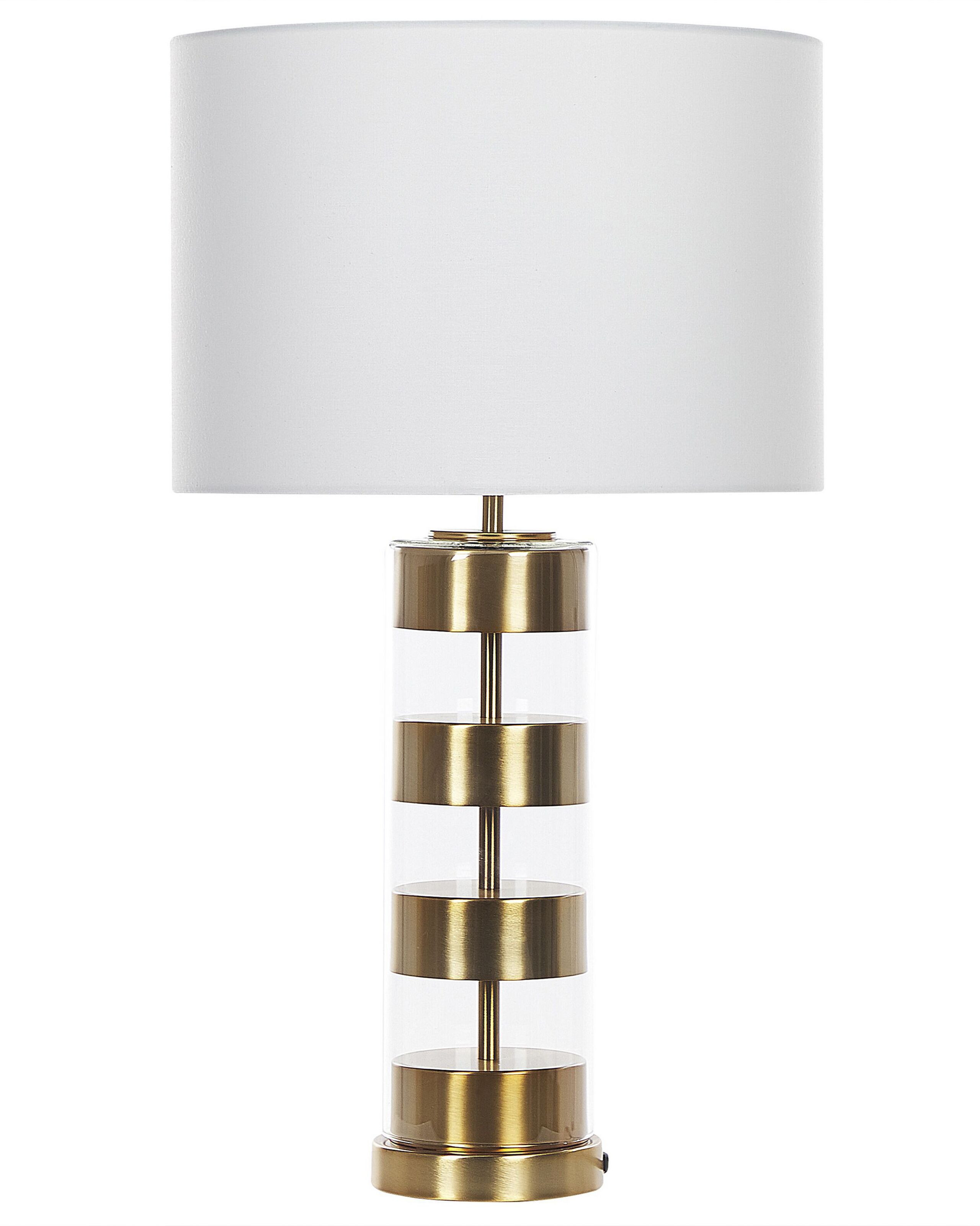 Lampa stołowa złota z białym kloszem