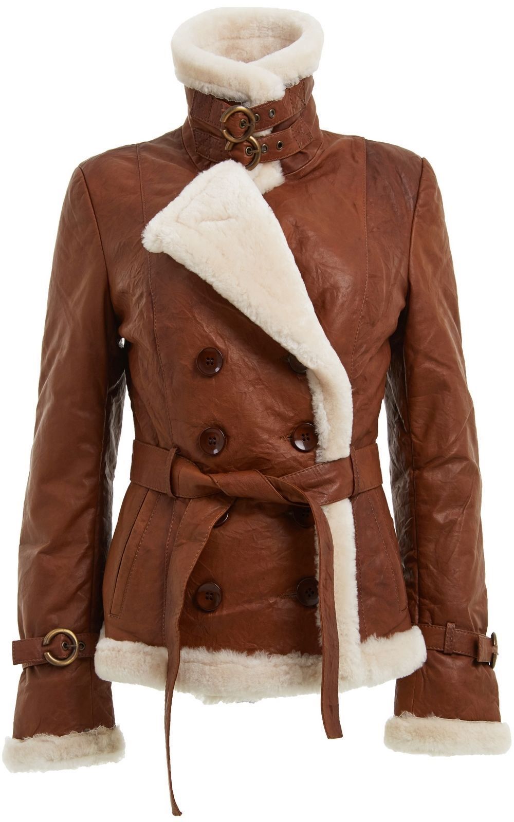 Infinity Leather Double Breasted Sheepskin Aviator Jacket-Petersfield