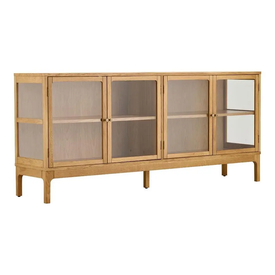 Hioshop Vigga dressoir 4 glasdeuren 1 plank eik