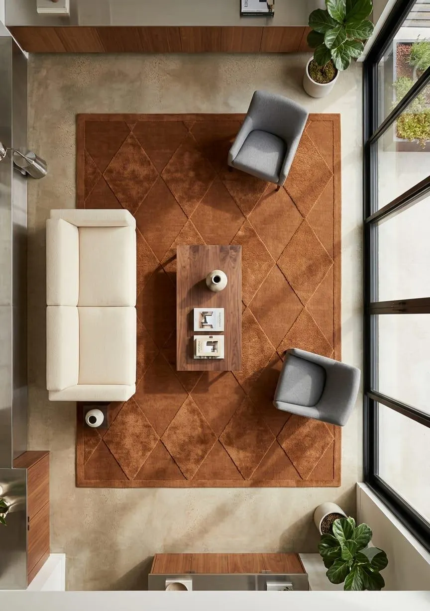 Modern Geometric Diamond Area Rug, Contemporary Living Room Floor Decor