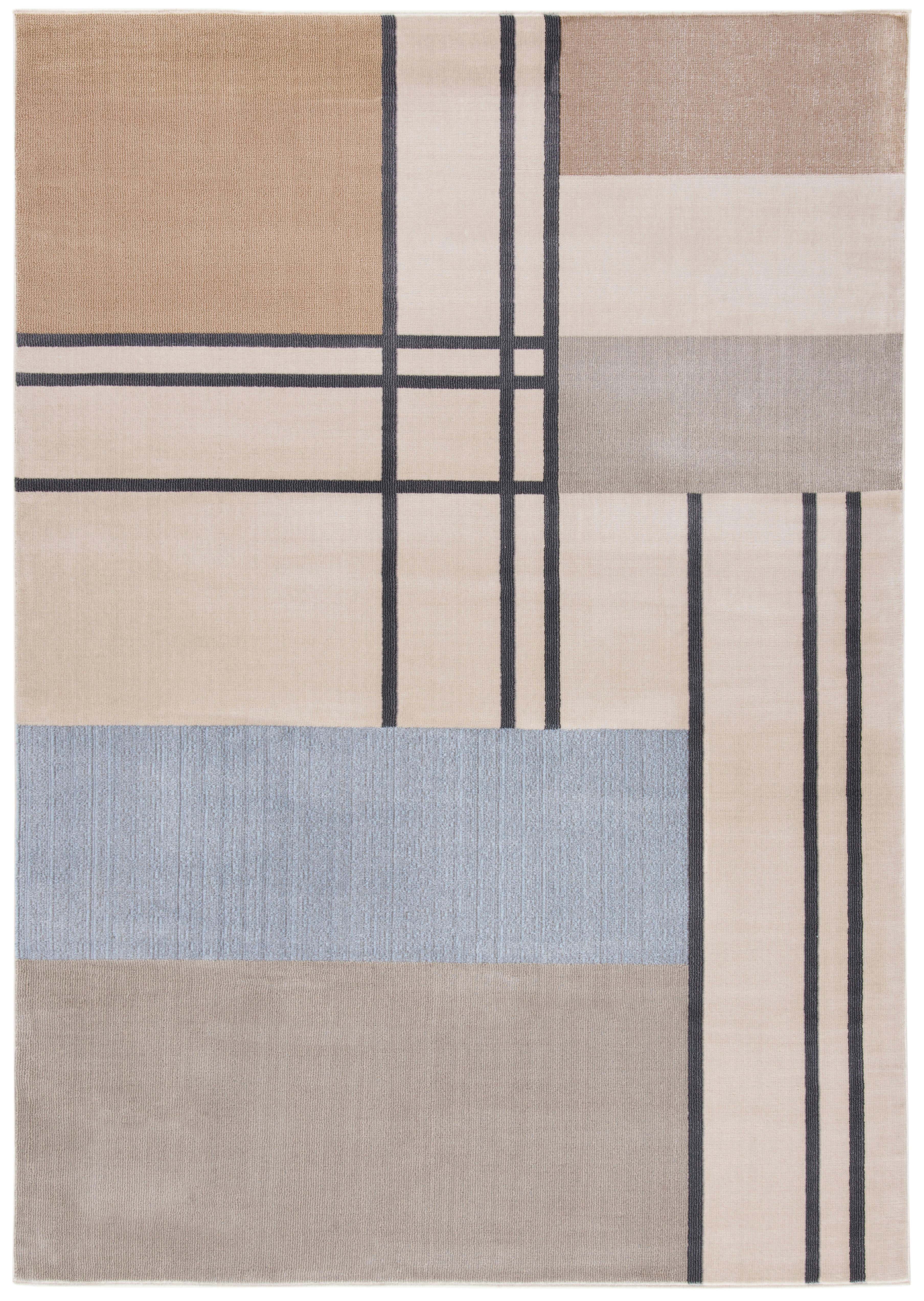 ORWELL - Tapis de salon interieur en ivoire & taupe, 160 x 231 cm