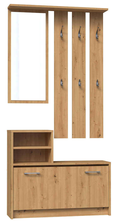 Komplet mebli do przedpokoju z lustrem- dąb artisan Jovon