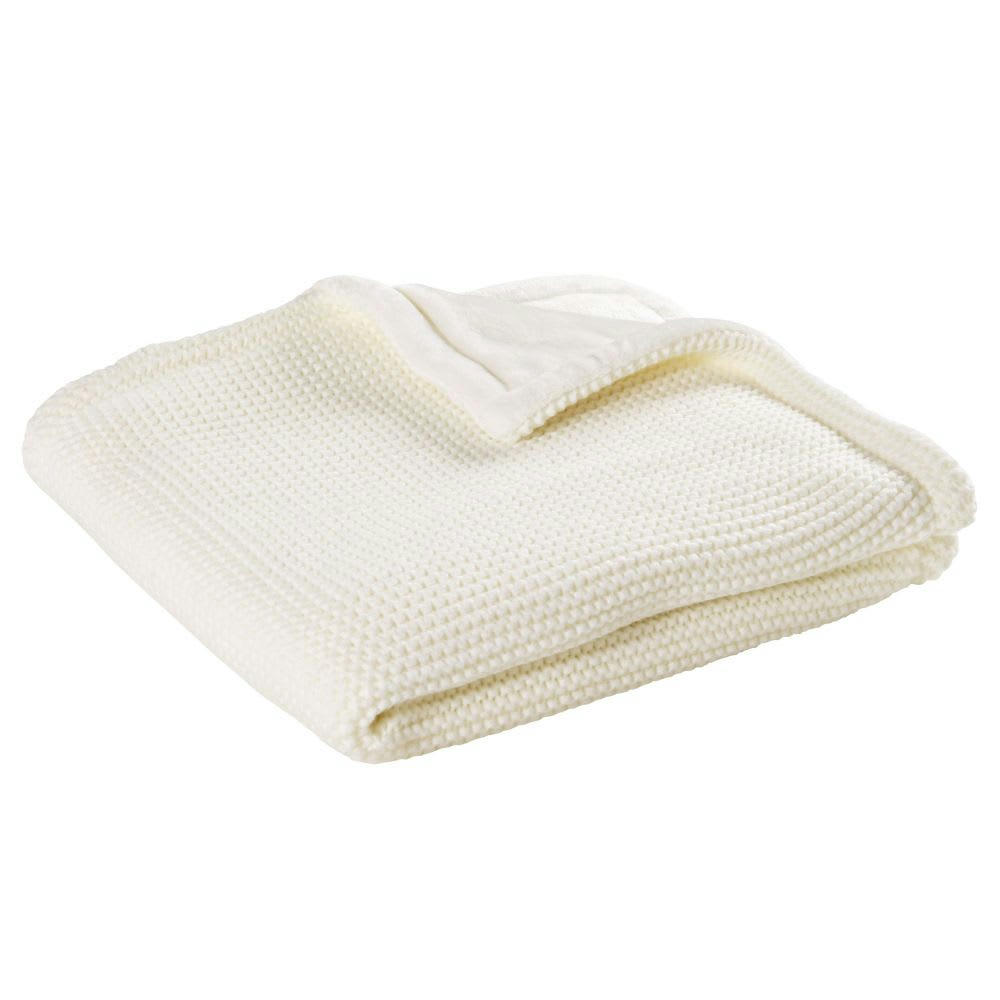 ST HONORE - Plaid bébé écru 77x77