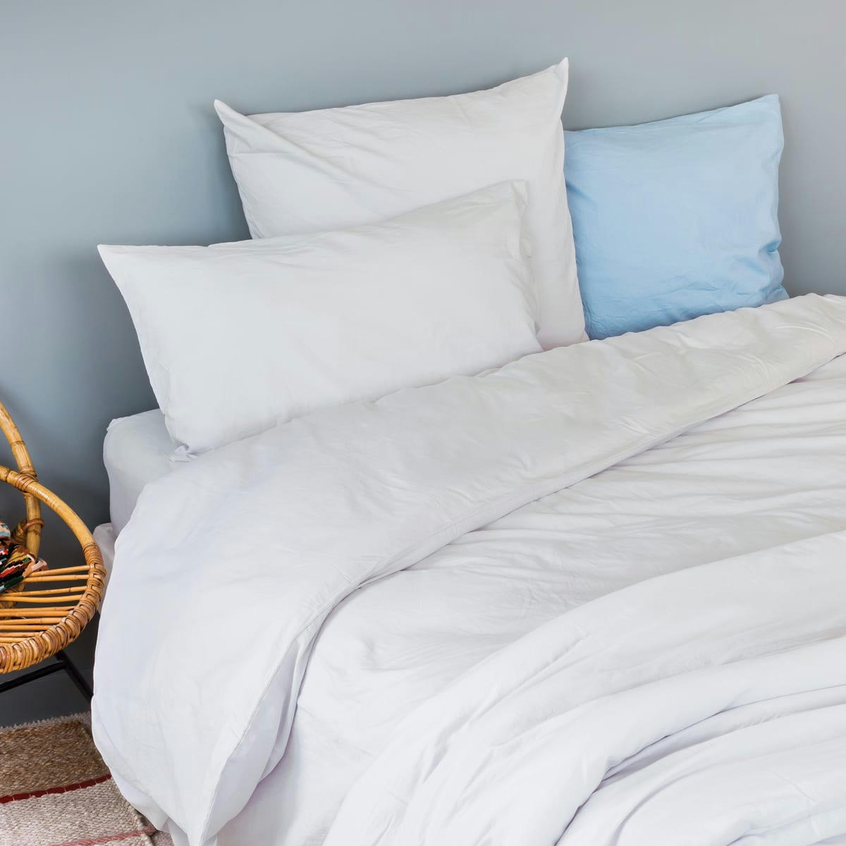 - Taie d'oreiller en coton lavé gris perle 50x70 cm