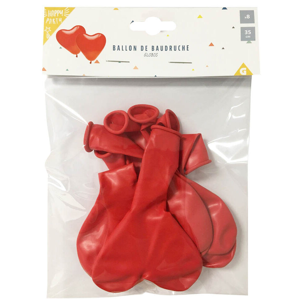 Ballon rouge en forme de coeur x8