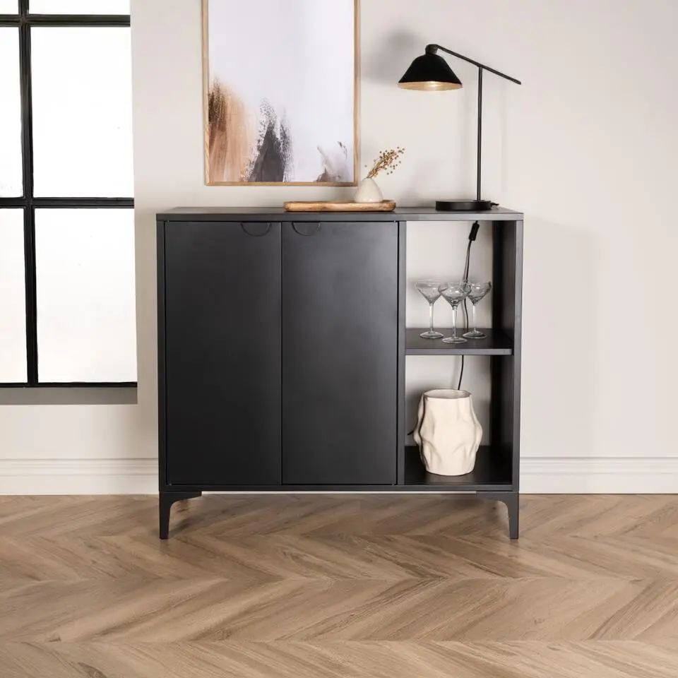 Dressoir Zwart Staal - 110x42x100cm - Piring