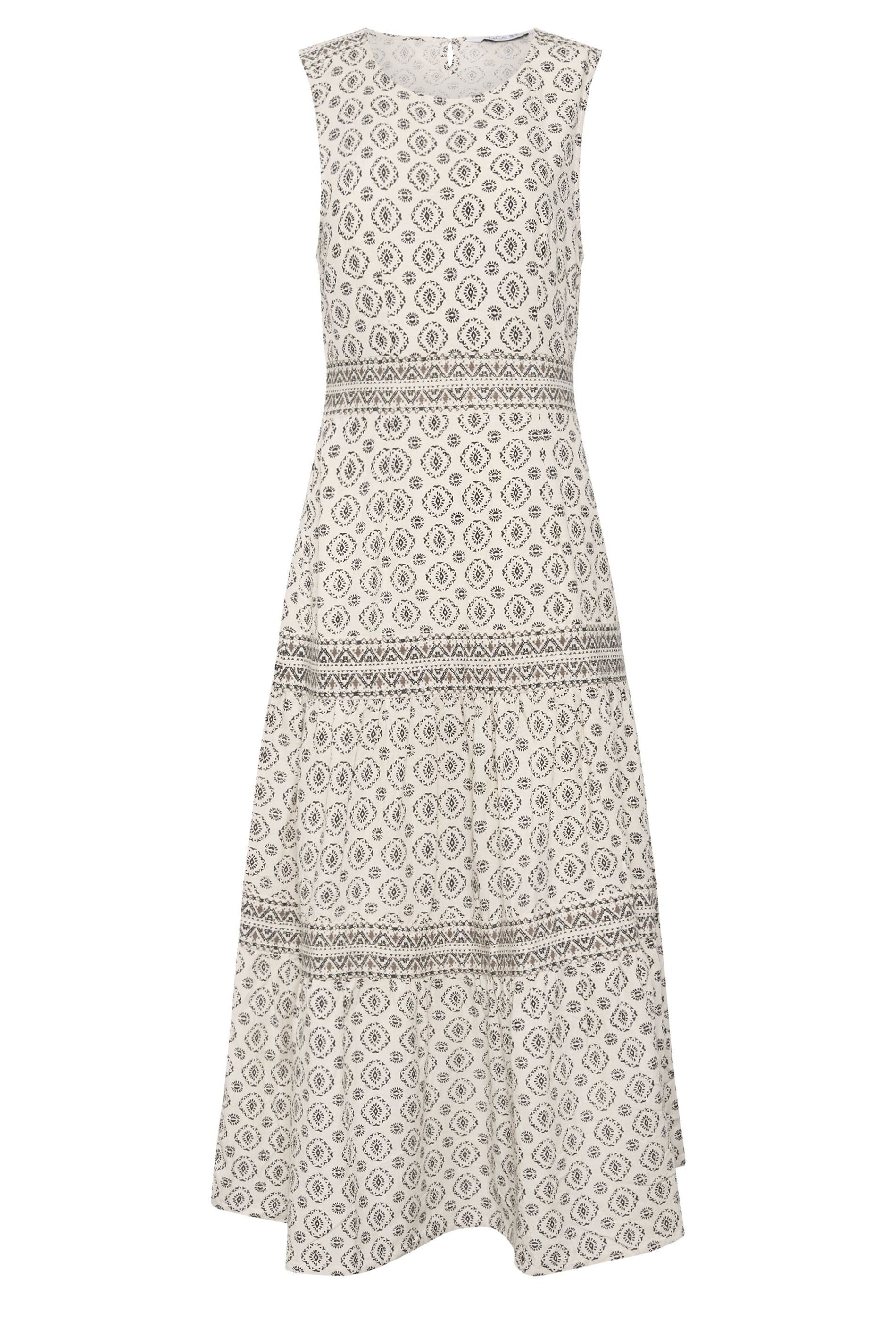 M&Co Printed Tiered Linen Midi Dress