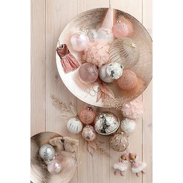 Boite de 6 boules de Noël en verre rose 8x8x8 cm