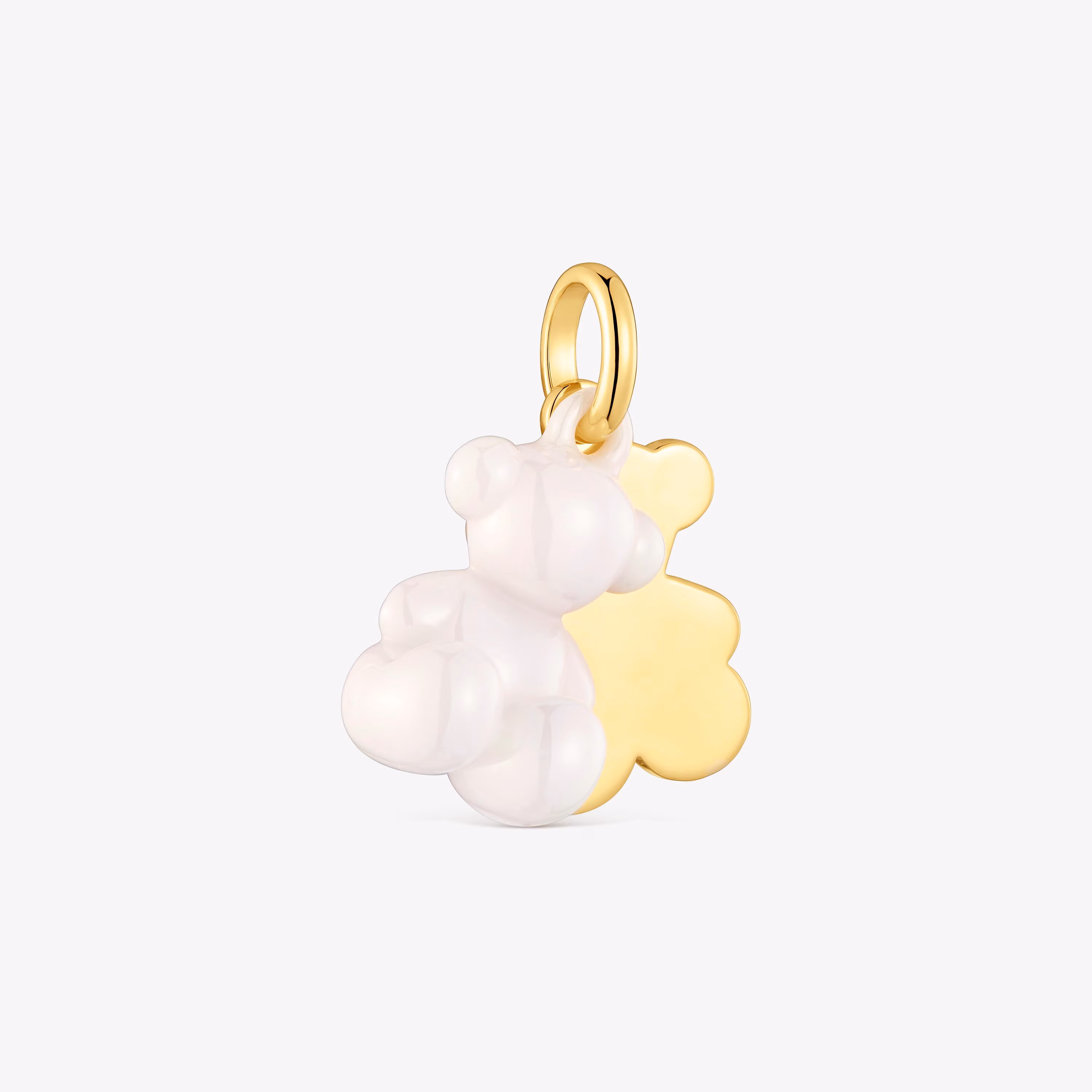 Colgante doble oso con baño de oro 18 kt sobre plata y cerámica blanca Bold Bear