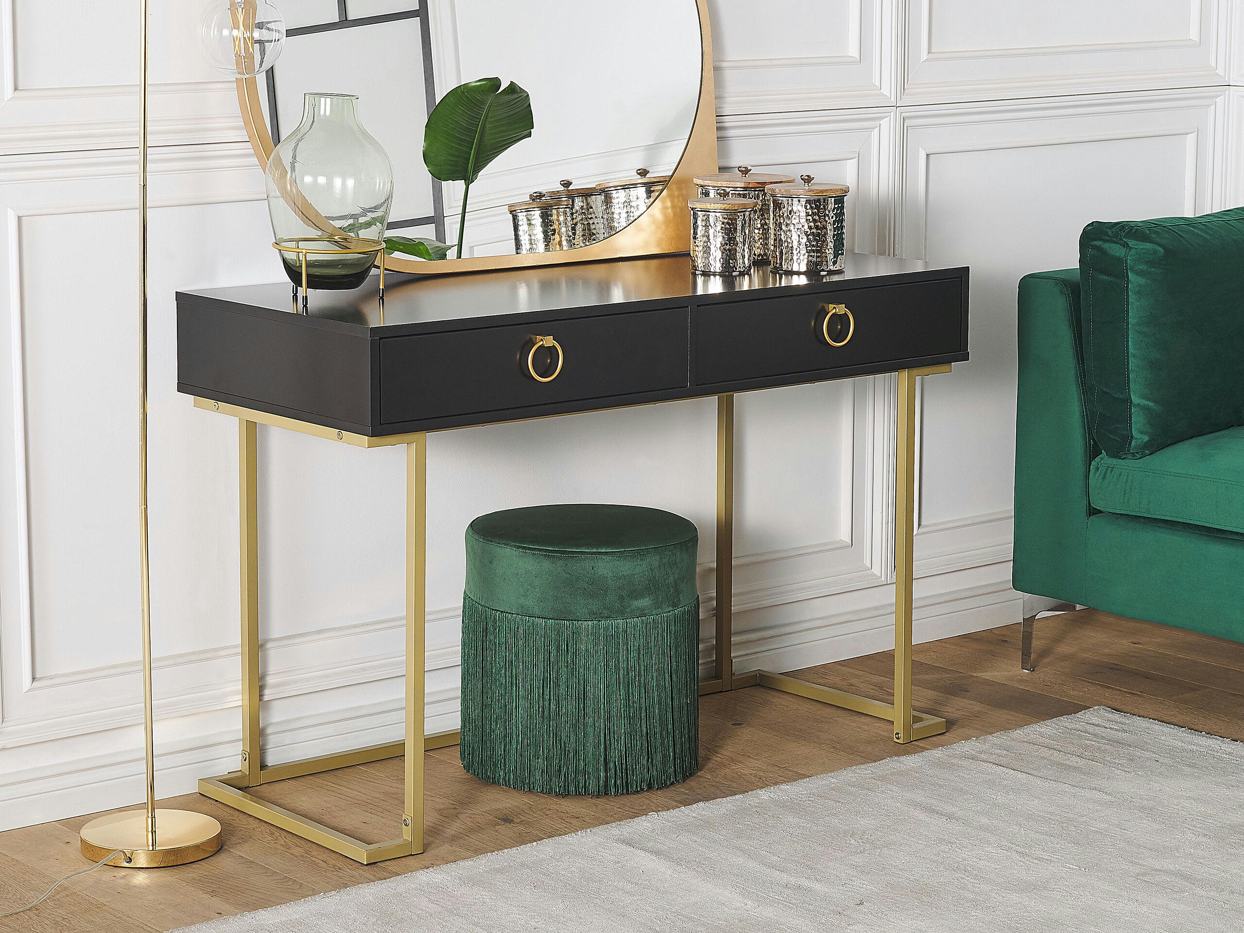 WESTPORT - Console noire et dorée 2 tiroirs