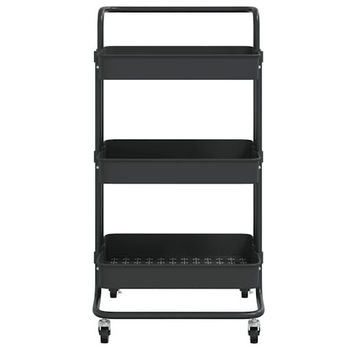 NNEVL 3-Tier Kitchen Trolley Black 42x25x83.5 cm Iron and ABS